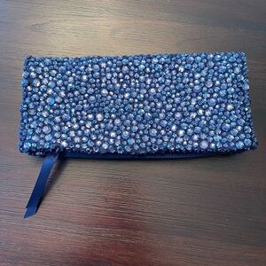 Banana Republic Elegant Navy Beaded Clutch